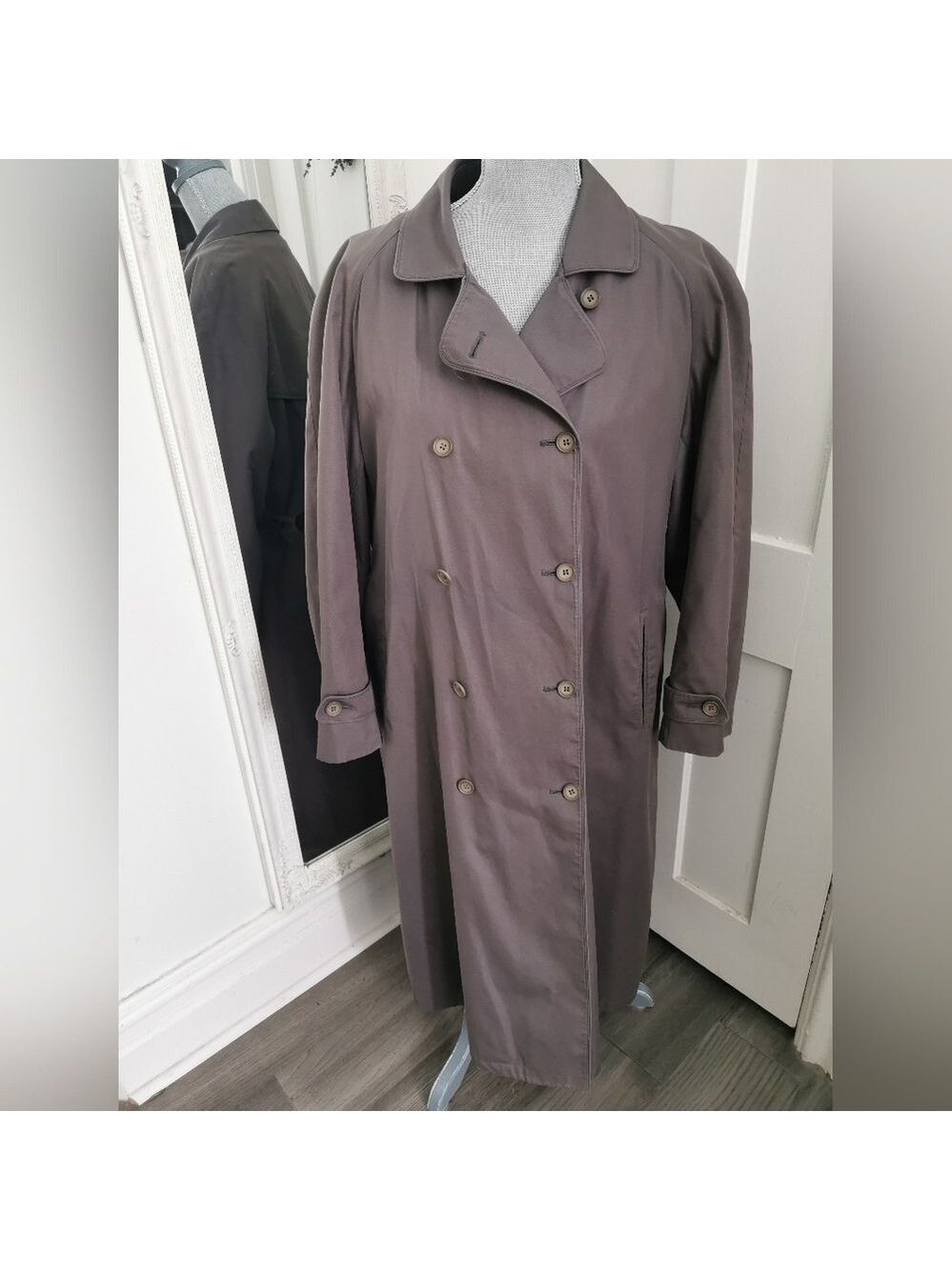 London Fog Womens Grey DoubleBreasted Trench Coat with ZipOut Wool Lining.16